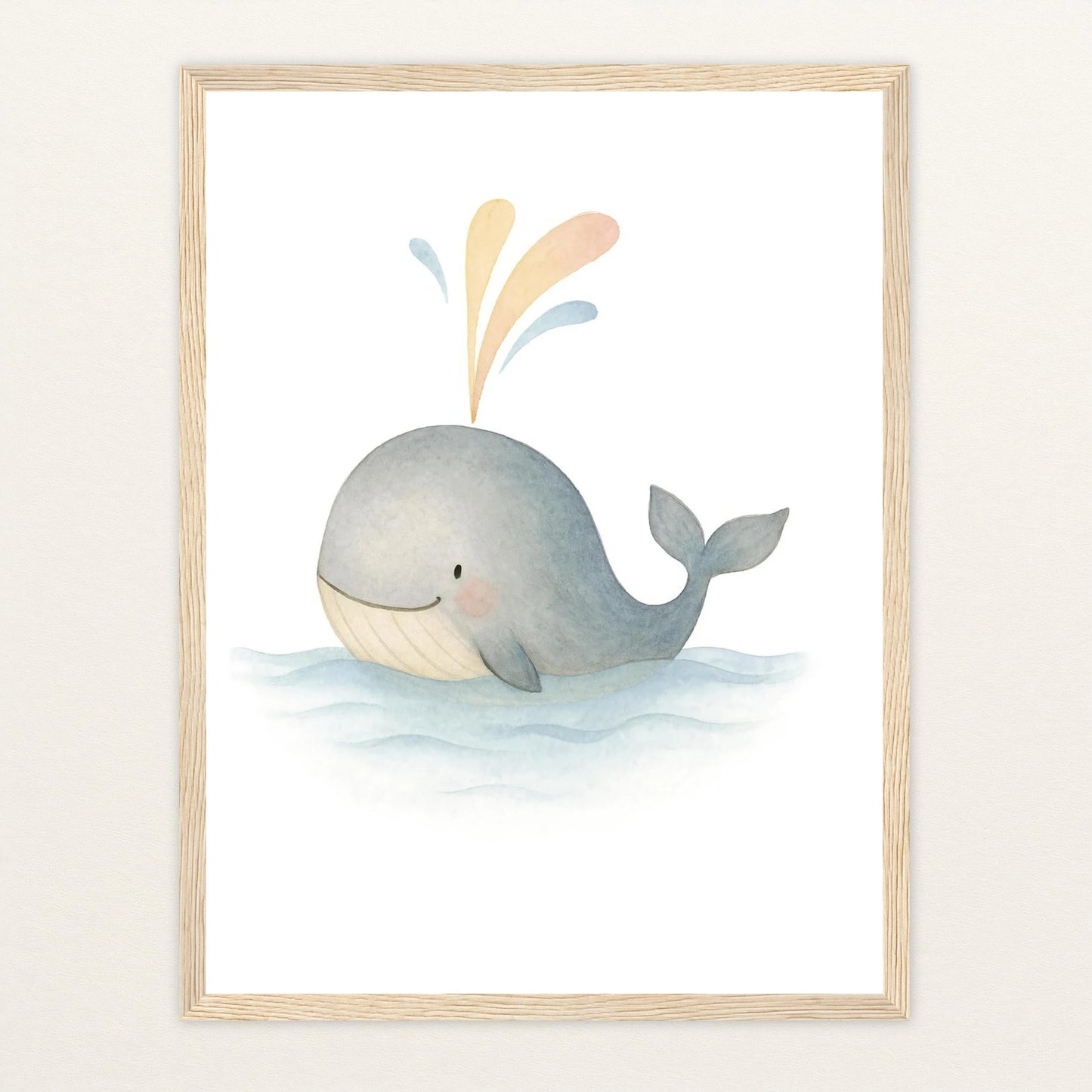 Willi der Wal - Motiv: "Freude" Poster mit Holzrahmen von tinylearner