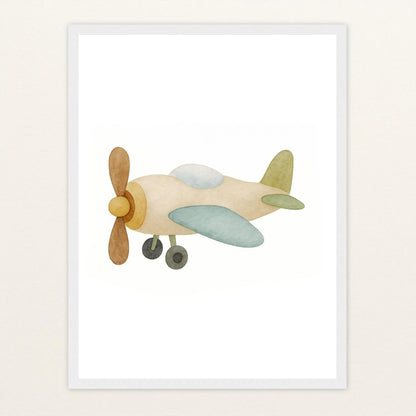 Propellerflugzeug Poster mit Holzrahmen von tinylearner