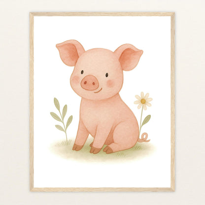 Susi das Schwein Poster mit Holzrahmen von tinylearner
