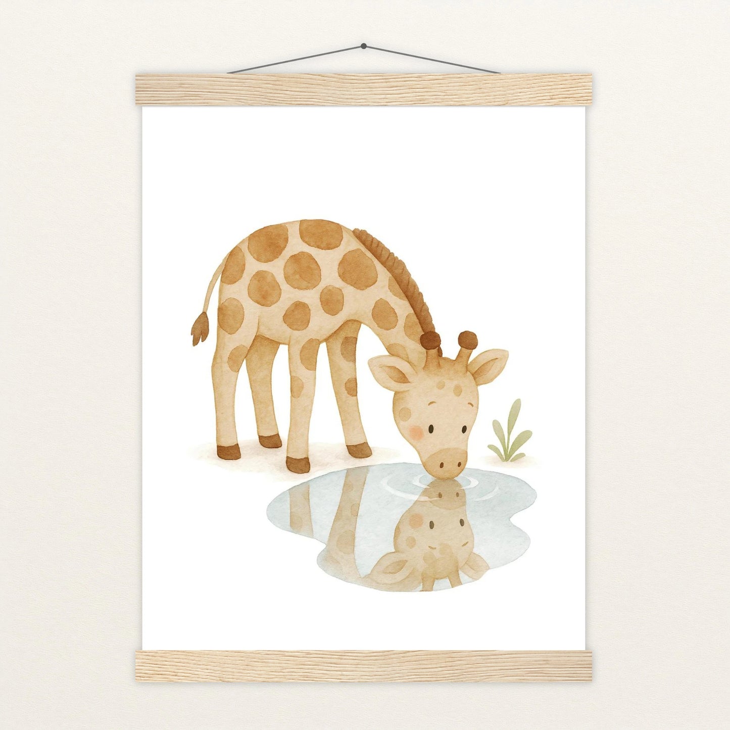 Greta die Giraffe - Motiv: "Trinken" Poster mit Leisten von tinylearner