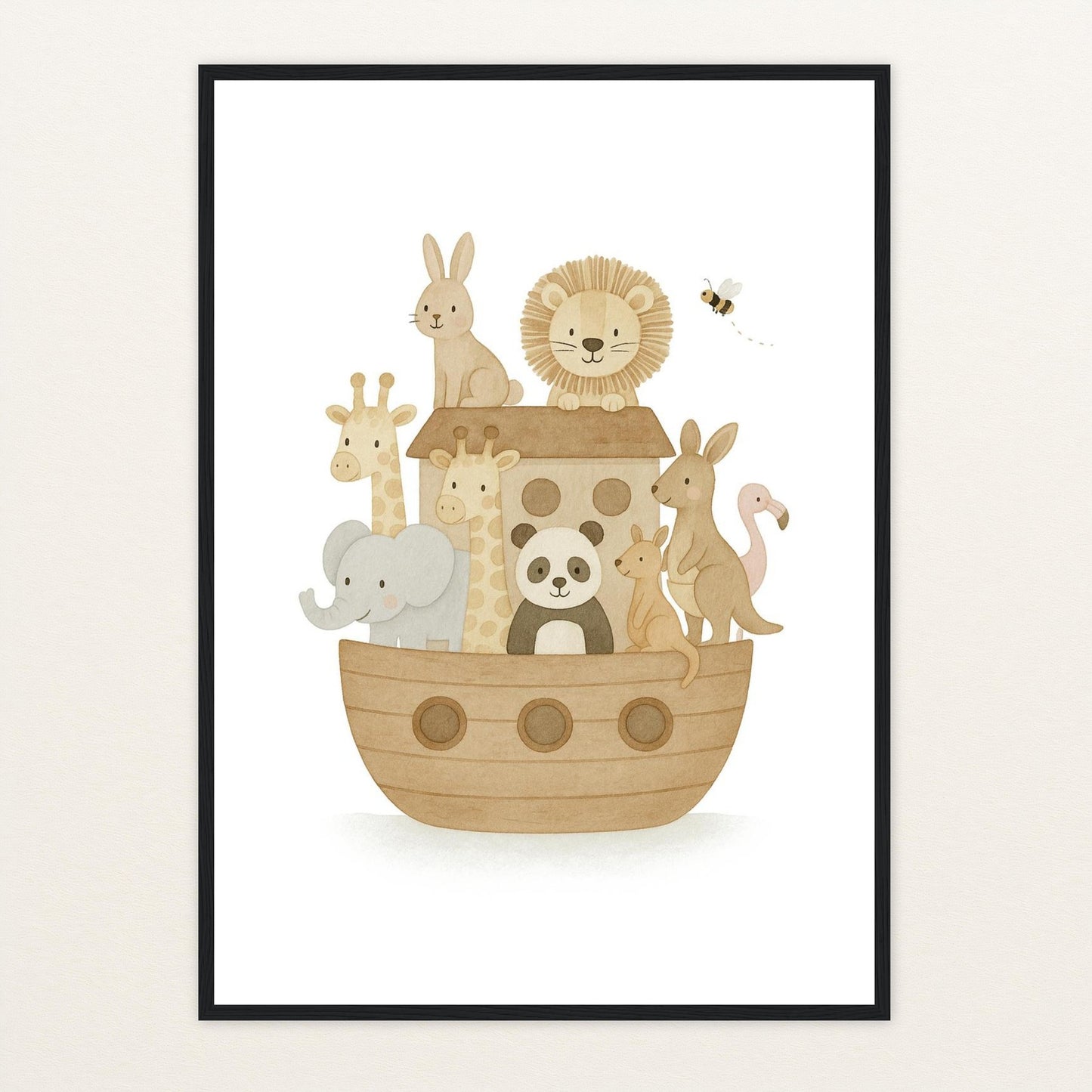 Tierfreunde - Motiv: "Arche Noah" Poster mit Holzrahmen von tinylearner