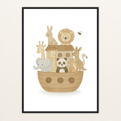 Tierfreunde - Motiv: "Arche Noah" Poster mit Holzrahmen von tinylearner