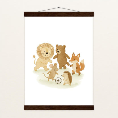 Tierfreunde - Motiv: "Fußball" Poster mit Leisten von tinylearner