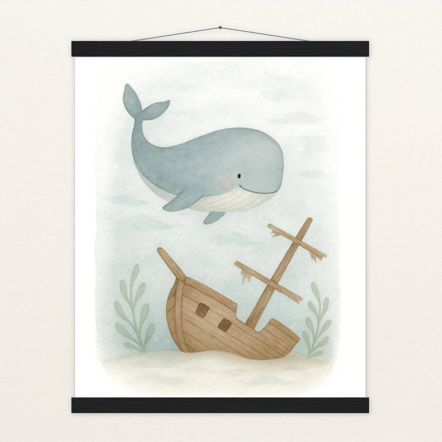 Willi der Wal - Motiv: "Schiffswrack" Poster mit Leisten von tinylearner