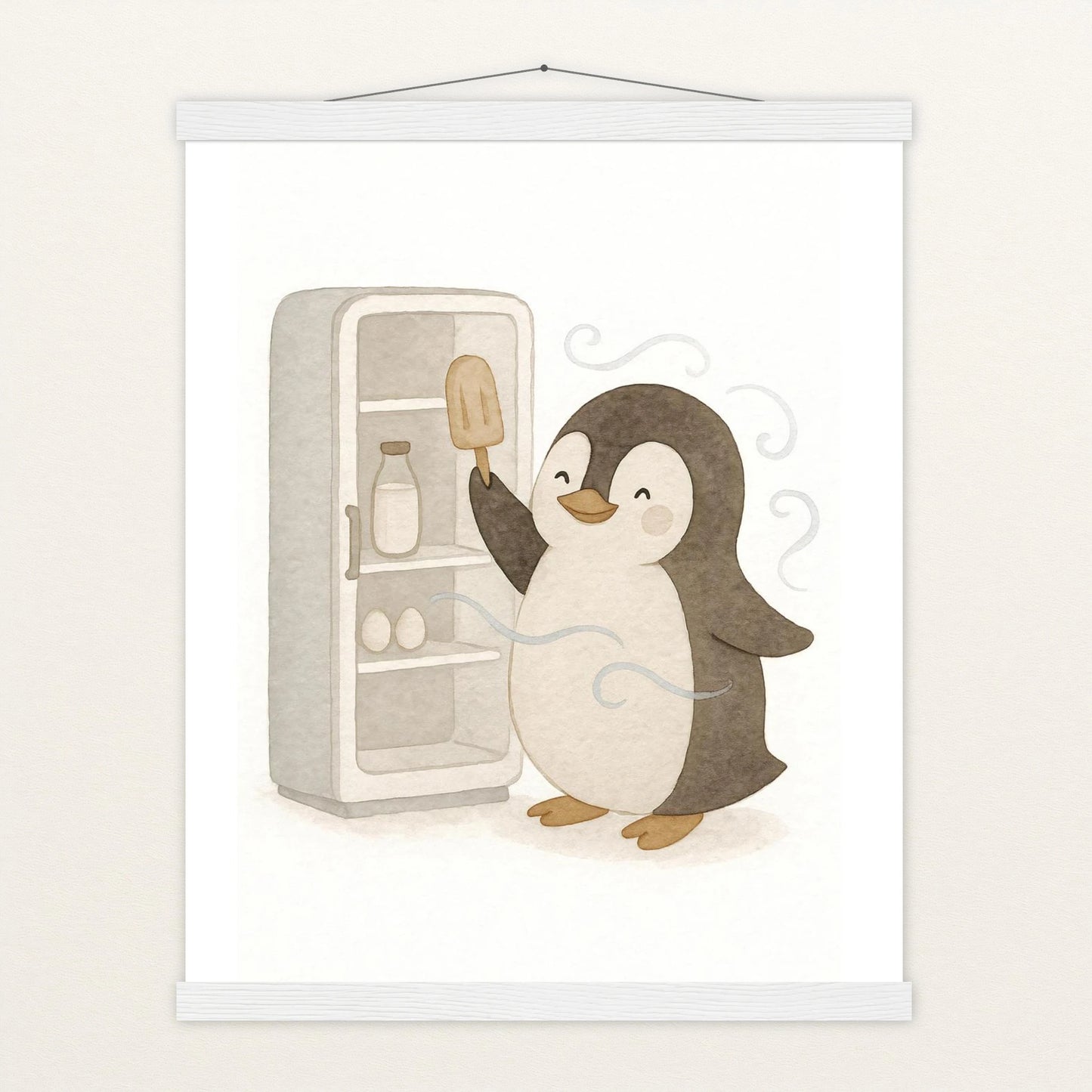 Pia der Pinguin - Motiv: "Eis" Poster mit Leisten von tinylearner