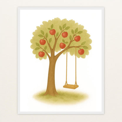 Apfelbaum Poster mit Holzrahmen von tinylearner