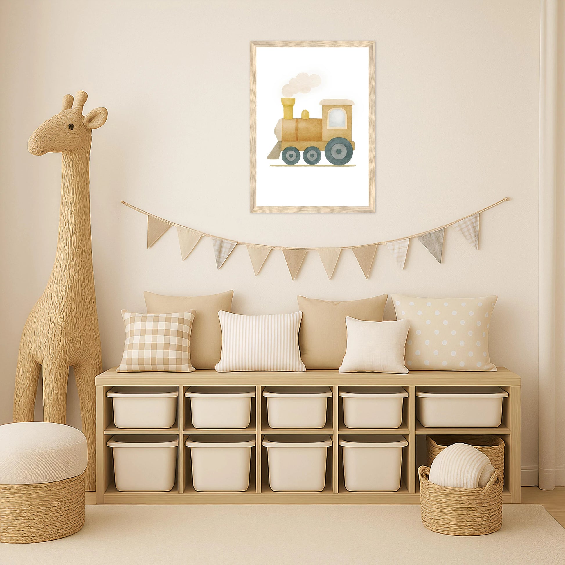 Lokomotive Poster mit Holzrahmen von tinylearner