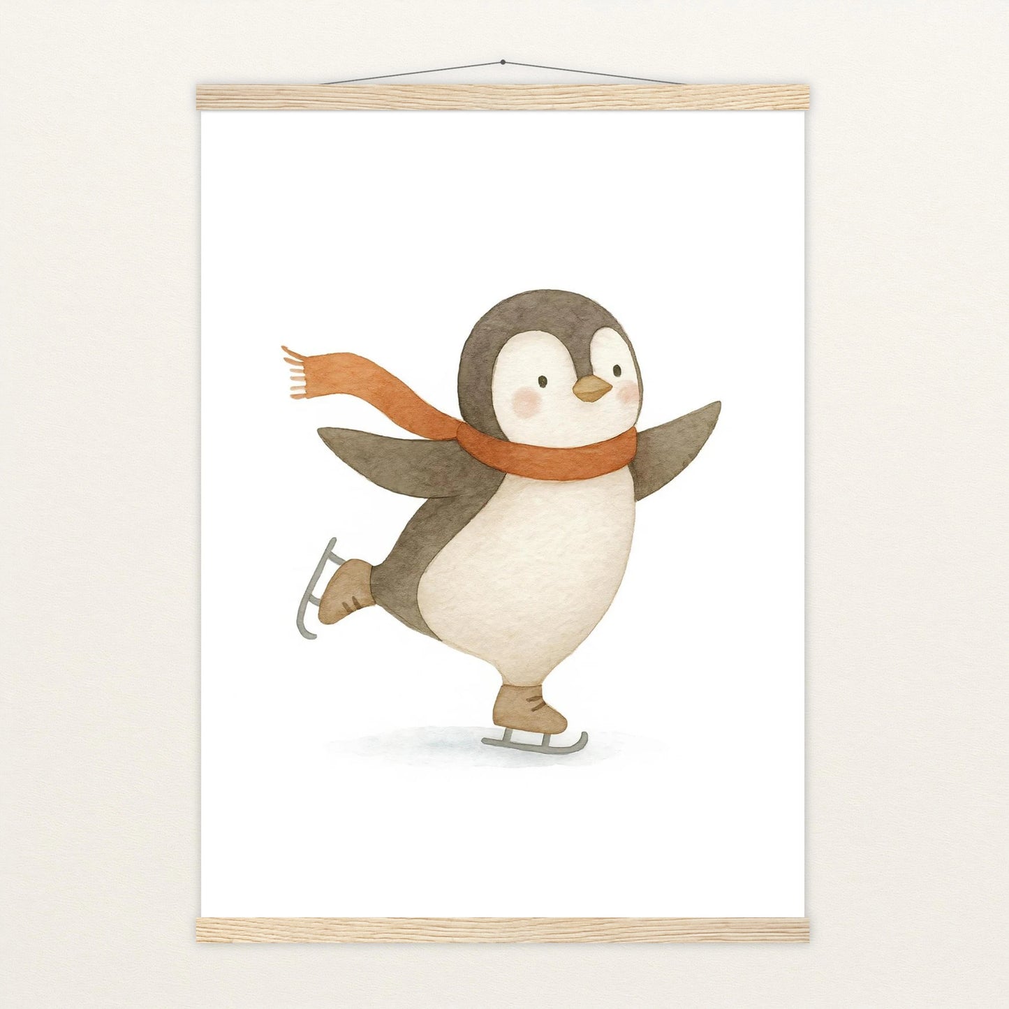 Pia der Pinguin - Motiv: "Eislaufen" Poster mit Leisten von tinylearner