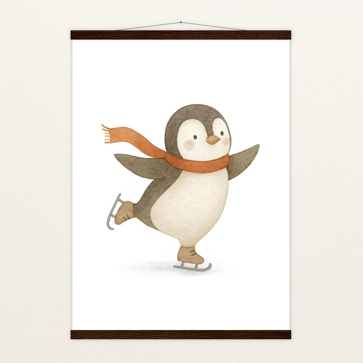 Pia der Pinguin - Motiv: "Eislaufen" Poster mit Leisten von tinylearner