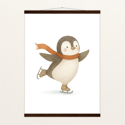 Pia der Pinguin - Motiv: "Eislaufen" Poster mit Leisten von tinylearner