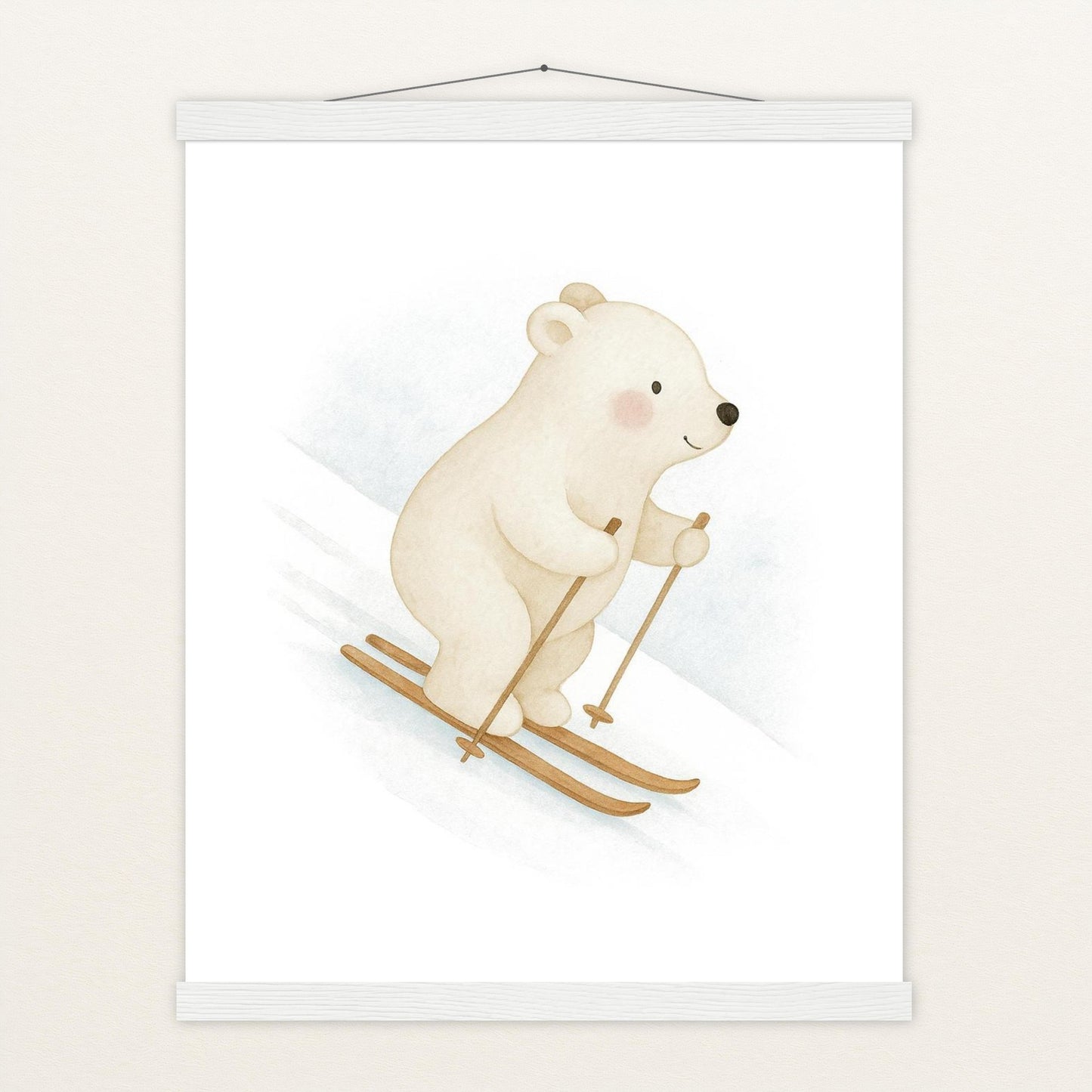 Pummel der Polarbär - Motiv: "Ski" Poster mit Leisten von tinylearner
