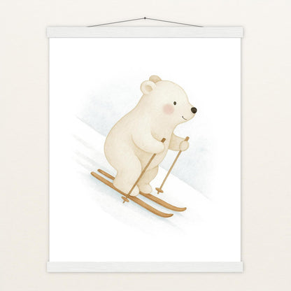 Pummel der Polarbär - Motiv: "Ski" Poster mit Leisten von tinylearner