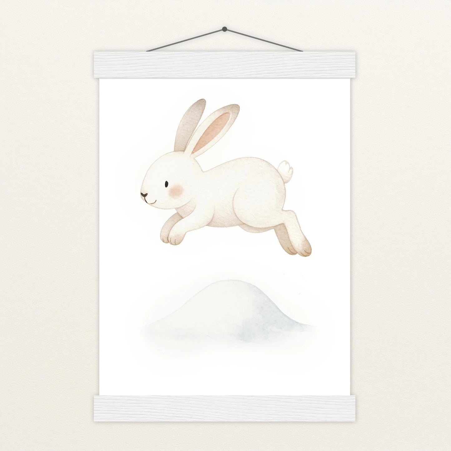 Sina der Schneehase - Motiv: "Schneehügel" Poster mit Leisten von tinylearner