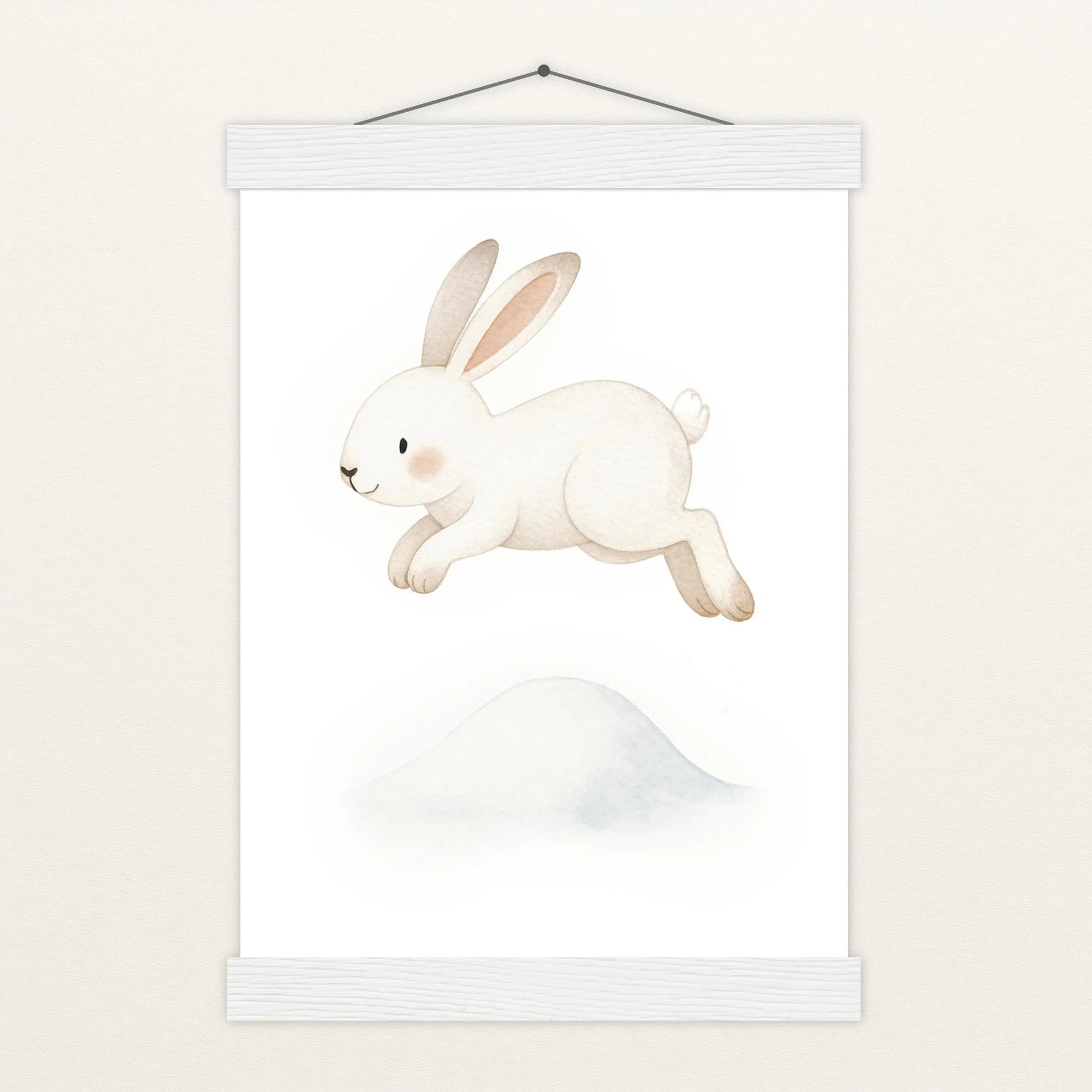 Sina der Schneehase - Motiv: "Schneehügel" Poster mit Leisten von tinylearner