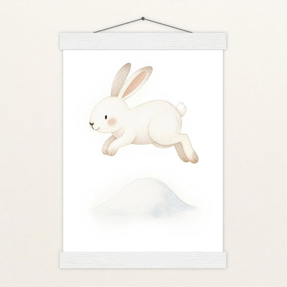 Sina der Schneehase - Motiv: "Schneehügel" Poster mit Leisten von tinylearner
