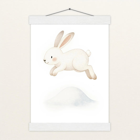 Sina der Schneehase - Motiv: "Schneehügel" Poster mit Leisten von tinylearner
