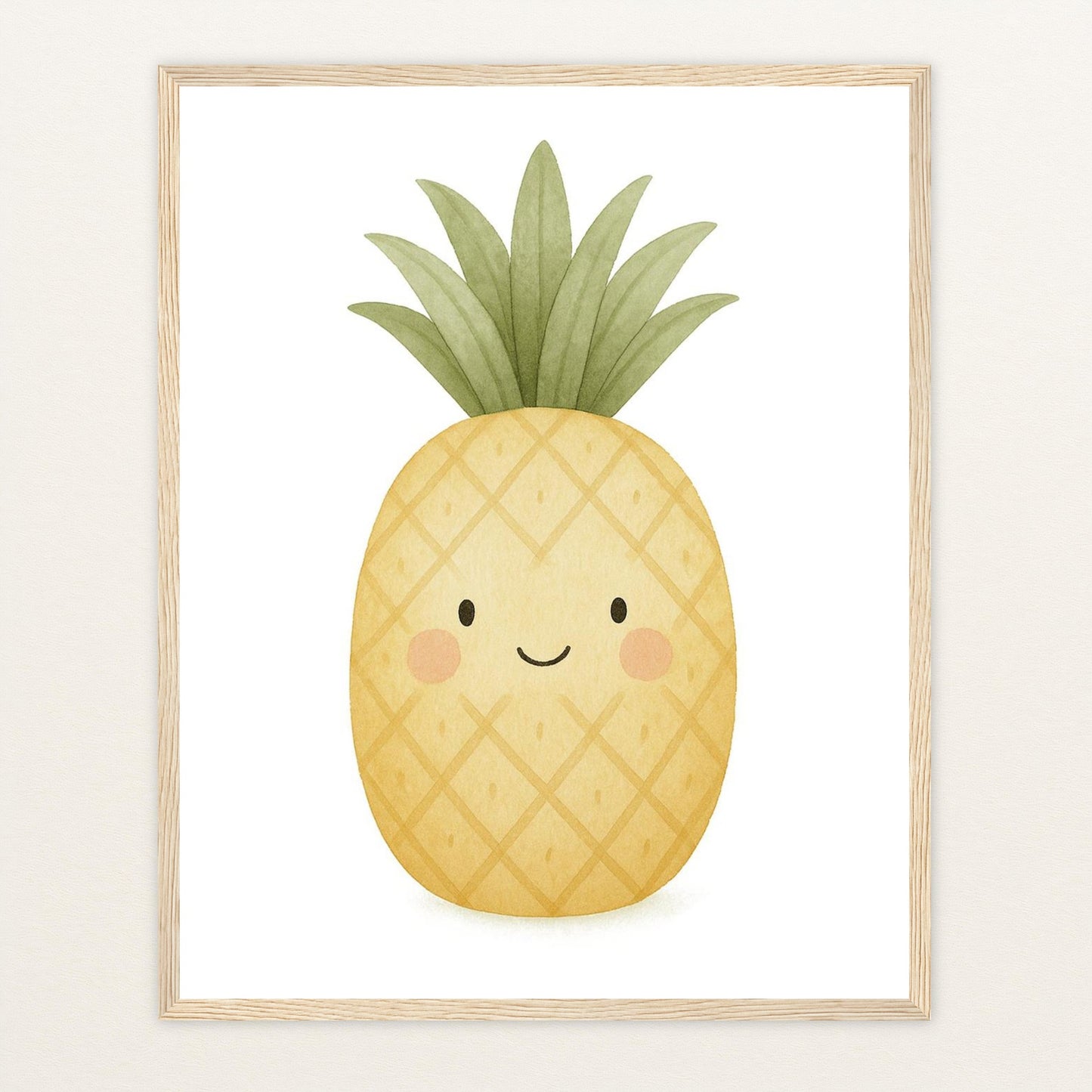 Obst: Ananas Poster mit Holzrahmen von tinylearner