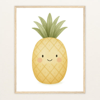 Obst: Ananas Poster mit Holzrahmen von tinylearner