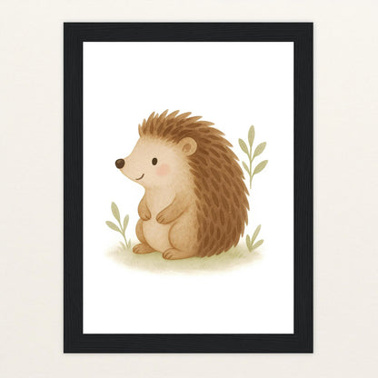 Iggi der Igel Poster mit Holzrahmen von tinylearner