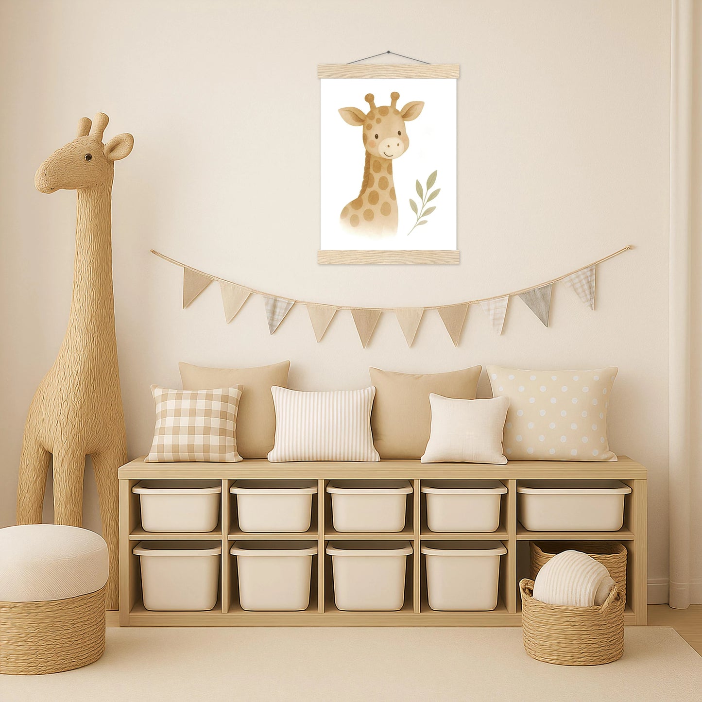 Greta die Giraffe Poster mit Leisten von tinylearner