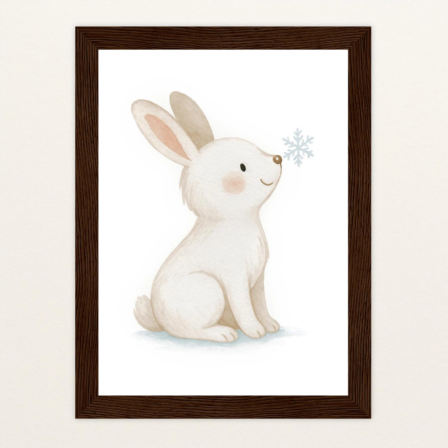 Sina der Schneehase Poster mit Holzrahmen von tinylearner