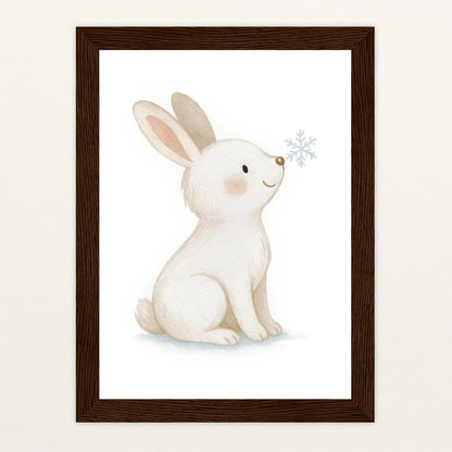 Sina der Schneehase Poster mit Holzrahmen von tinylearner