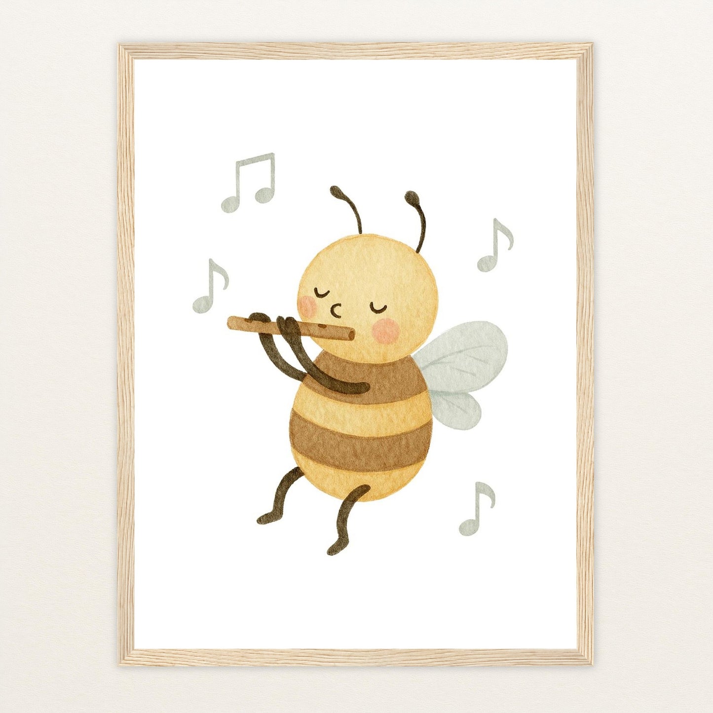 Bibi die Biene - Motiv: "Flöte" Poster mit Holzrahmen von tinylearner