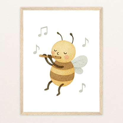 Bibi die Biene - Motiv: "Flöte" Poster mit Holzrahmen von tinylearner
