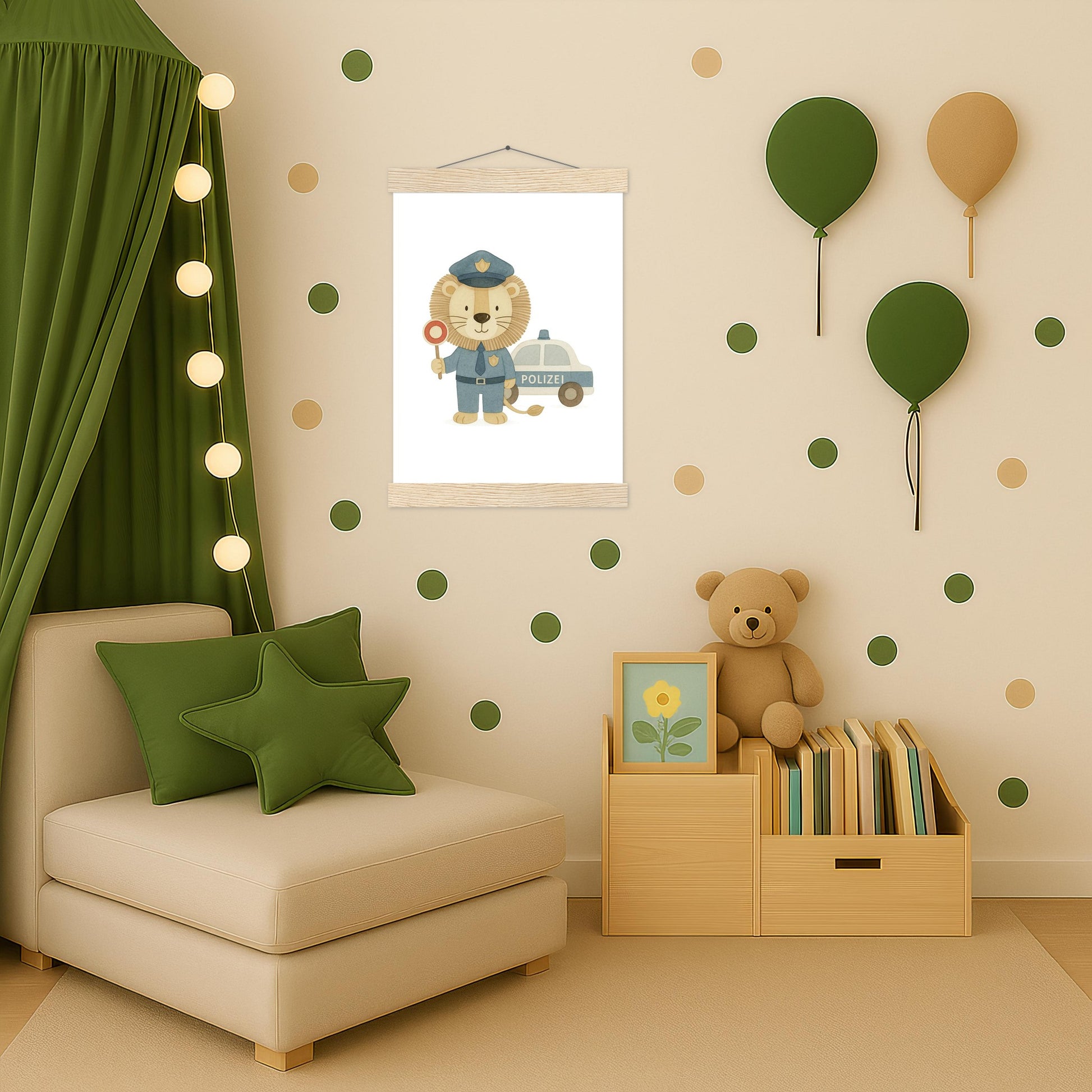 Leo der Löwe - Motiv: "Polizei" Poster mit Leisten von tinylearner