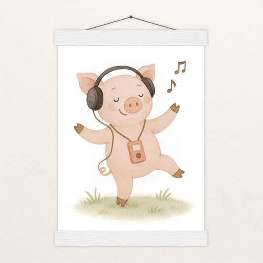 Susi das Schwein - Motiv: "Musik" Poster mit Leisten von tinylearner