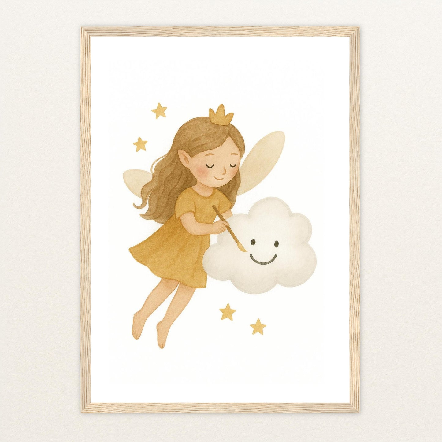 Fina die Fee - Motiv: "Wolke" Poster mit Holzrahmen von tinylearner