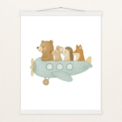 Tierfreunde - Motiv: "Flugzeug" Poster mit Leisten von tinylearner