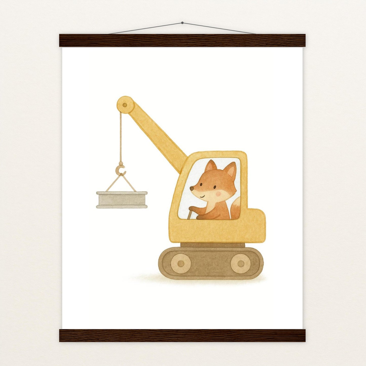 Finnegan der Fuchs - Motiv: "Kran" Poster mit Leisten von tinylearner