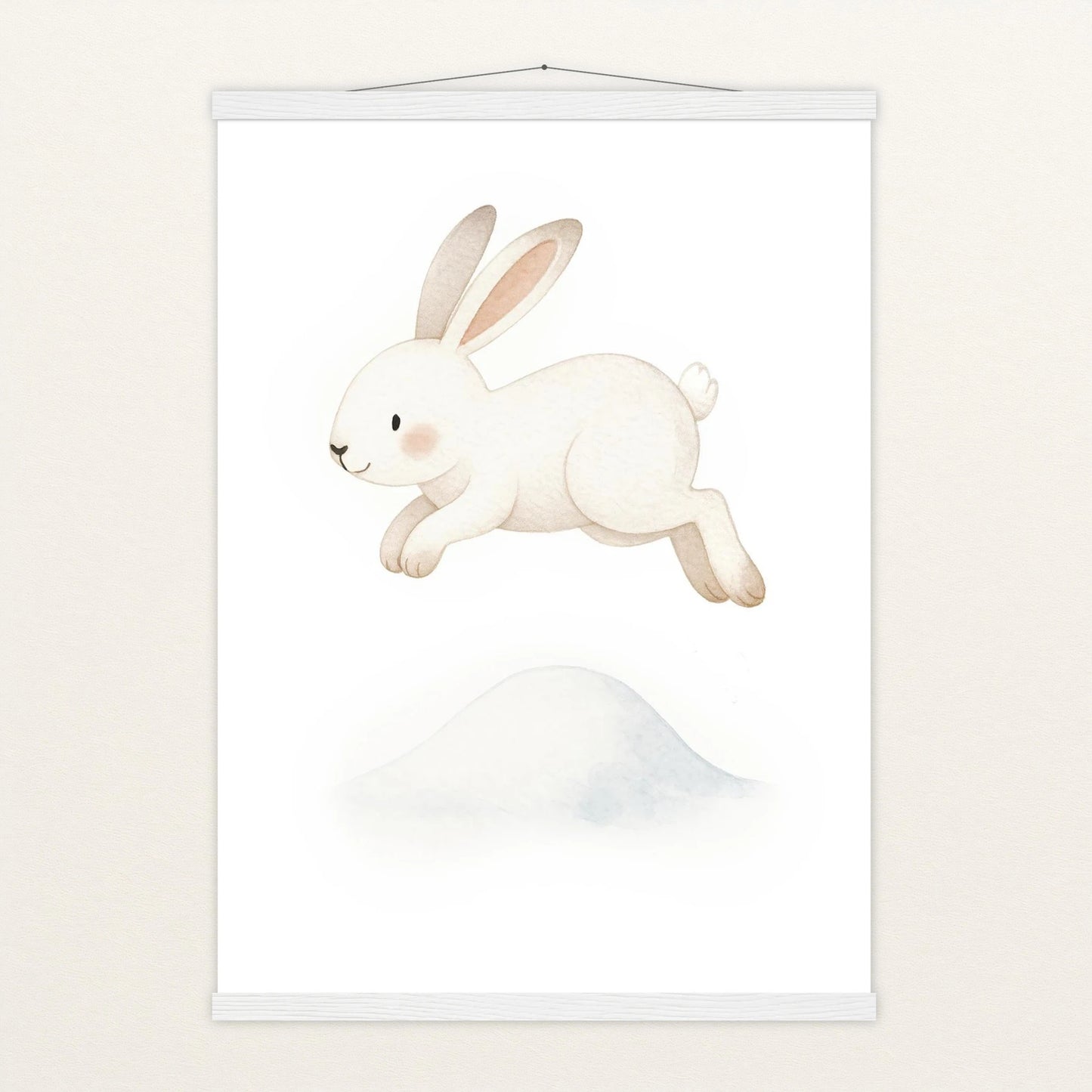 Sina der Schneehase - Motiv: "Schneehügel" Poster mit Leisten von tinylearner