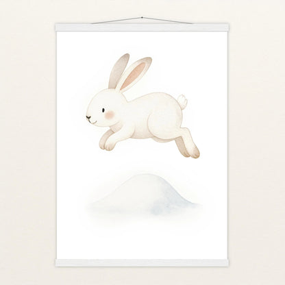 Sina der Schneehase - Motiv: "Schneehügel" Poster mit Leisten von tinylearner