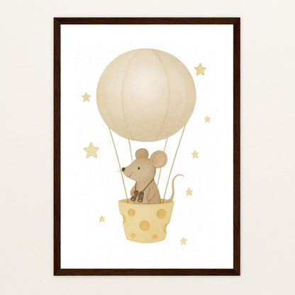 Mimi die Maus - Motiv: "Heißluftballon" Poster mit Holzrahmen von tinylearner