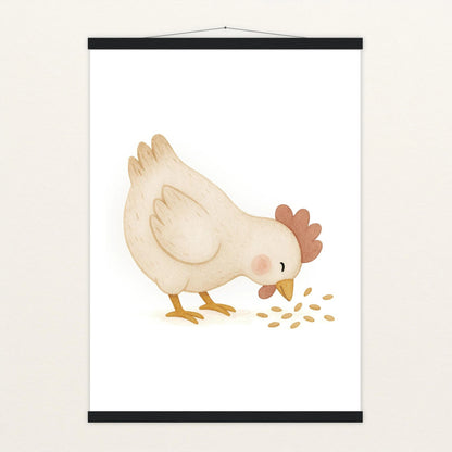 Hanni das Huhn - Motiv: "Körner" Poster mit Leisten von tinylearner