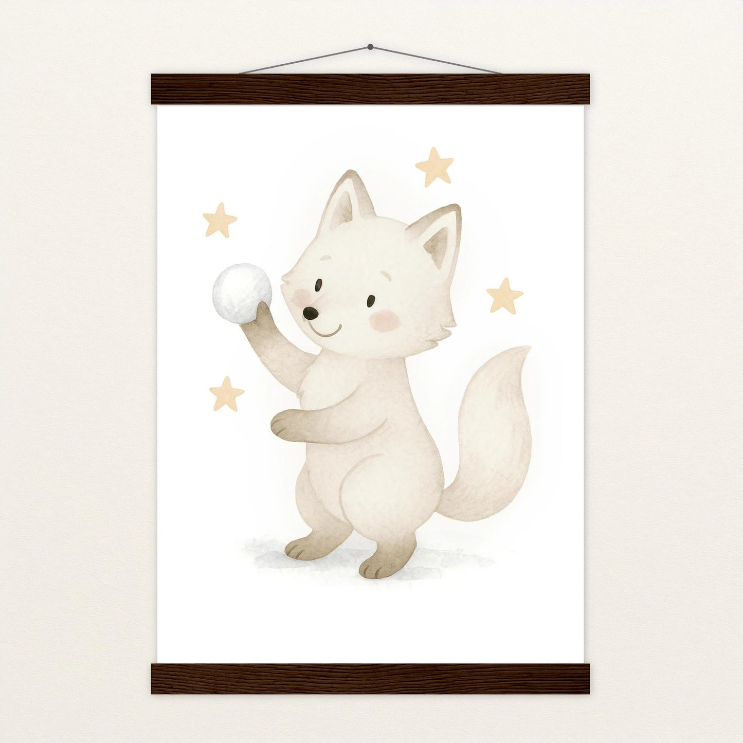 Pino der Polarfuchs - Motiv: "Schneeball" Poster mit Leisten von tinylearner