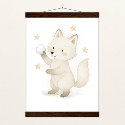 Pino der Polarfuchs - Motiv: "Schneeball" Poster mit Leisten von tinylearner