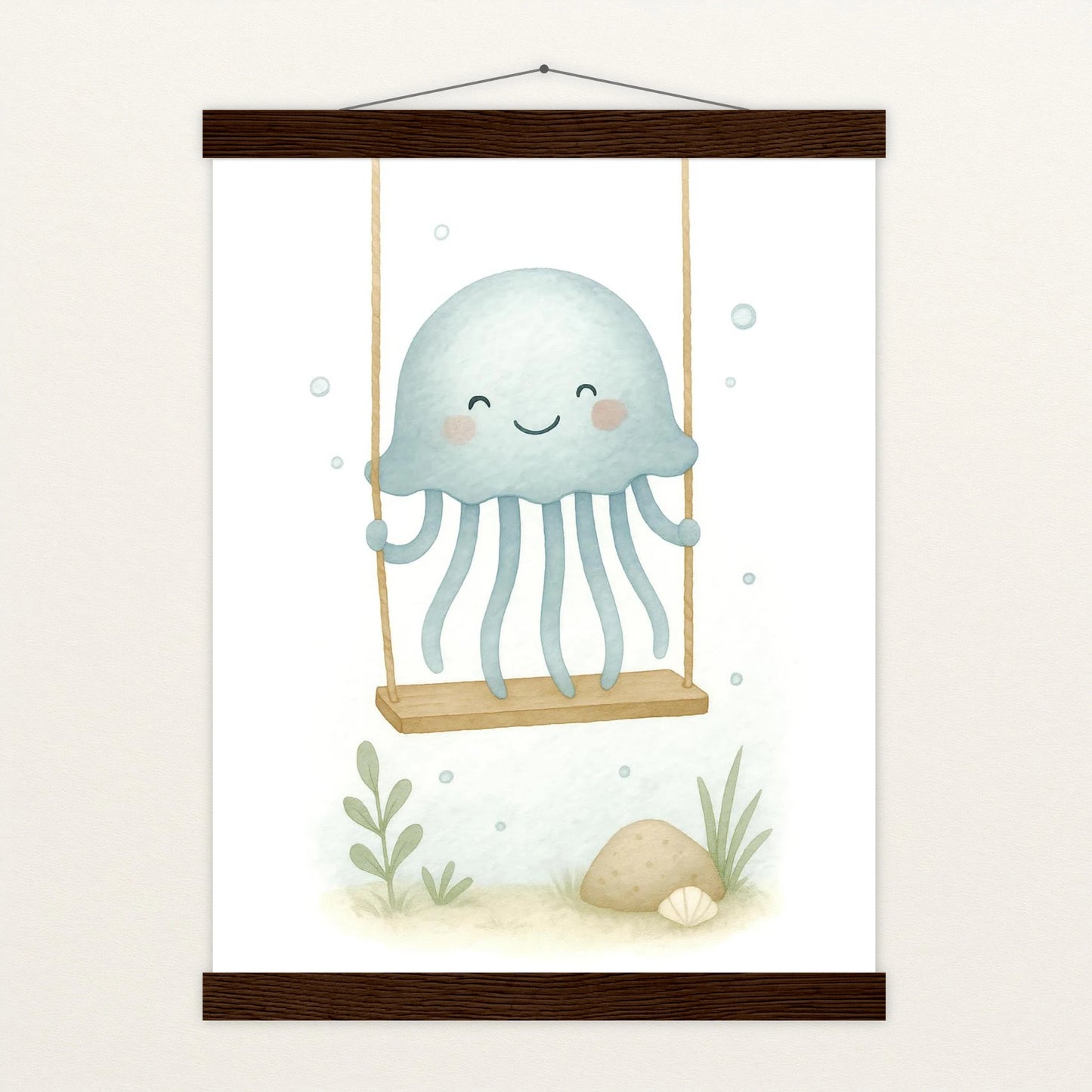 Quinn die Qualle - Motiv: "Schaukel" Poster mit Leisten von tinylearner