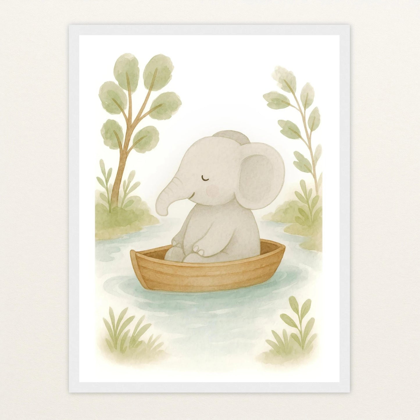 Emil der Elefant - Motiv: "Boot" Poster mit Holzrahmen von tinylearner