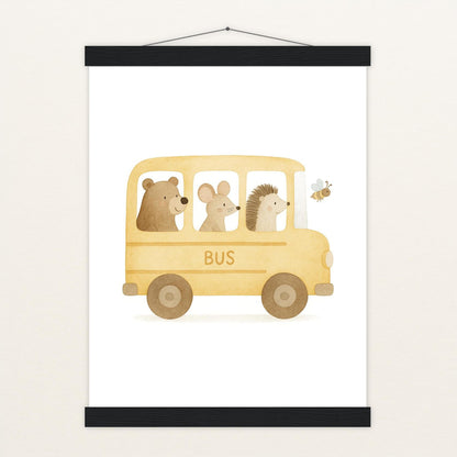 Tierfreunde - Motiv: "Schulbus" Poster mit Leisten von tinylearner