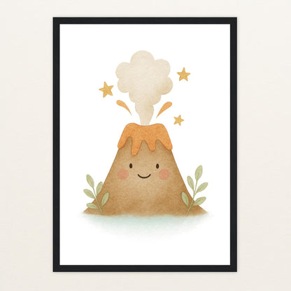 Vulkan Poster mit Holzrahmen von tinylearner