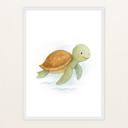 Sora die Schildkröte Poster mit Holzrahmen von tinylearner