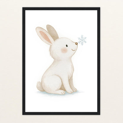 Sina der Schneehase Poster mit Holzrahmen von tinylearner