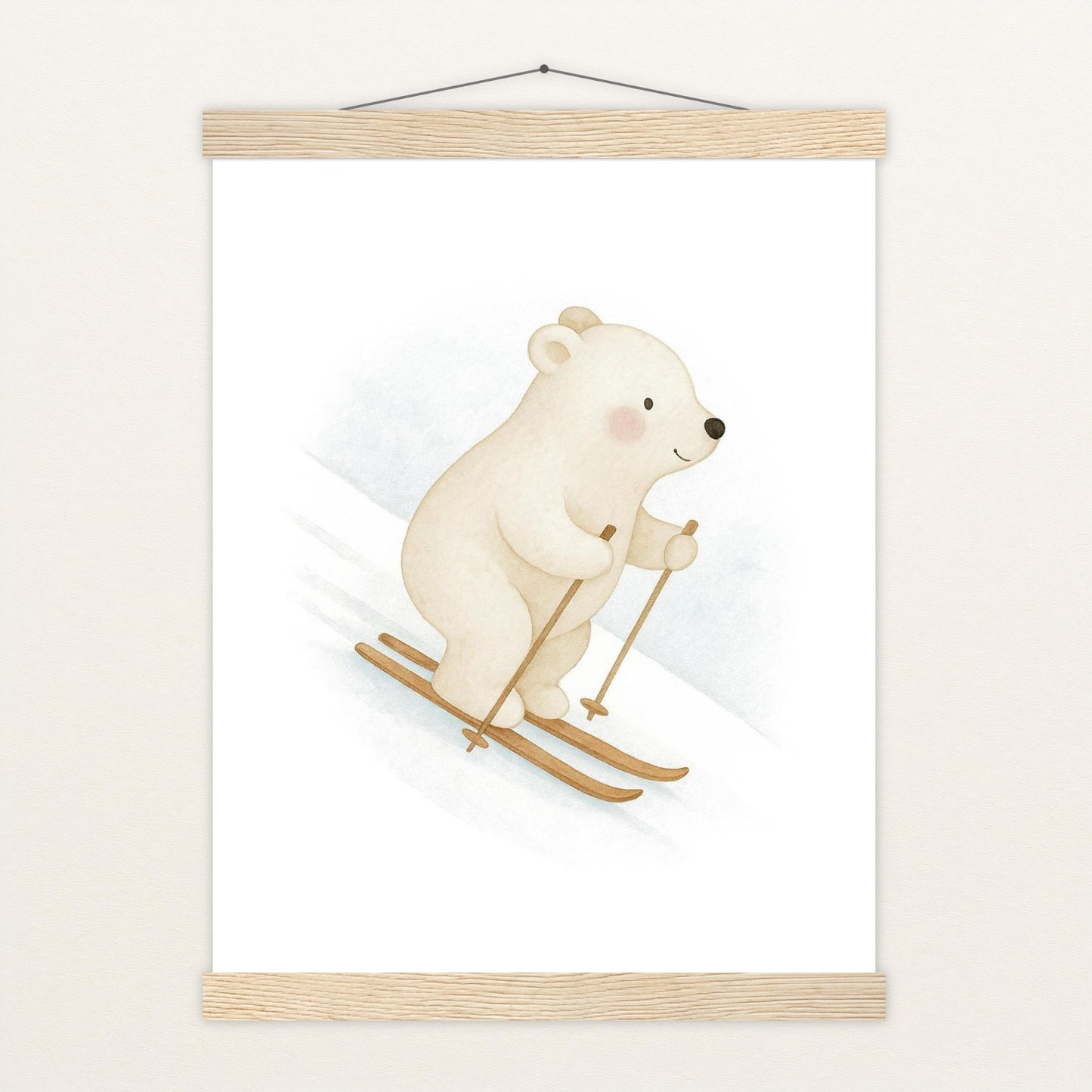 Pummel der Polarbär - Motiv: "Ski" Poster mit Leisten von tinylearner