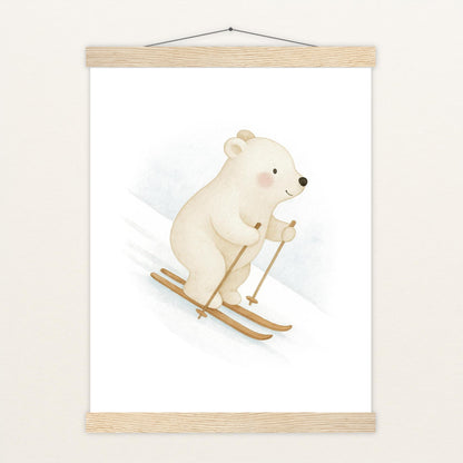 Pummel der Polarbär - Motiv: "Ski" Poster mit Leisten von tinylearner