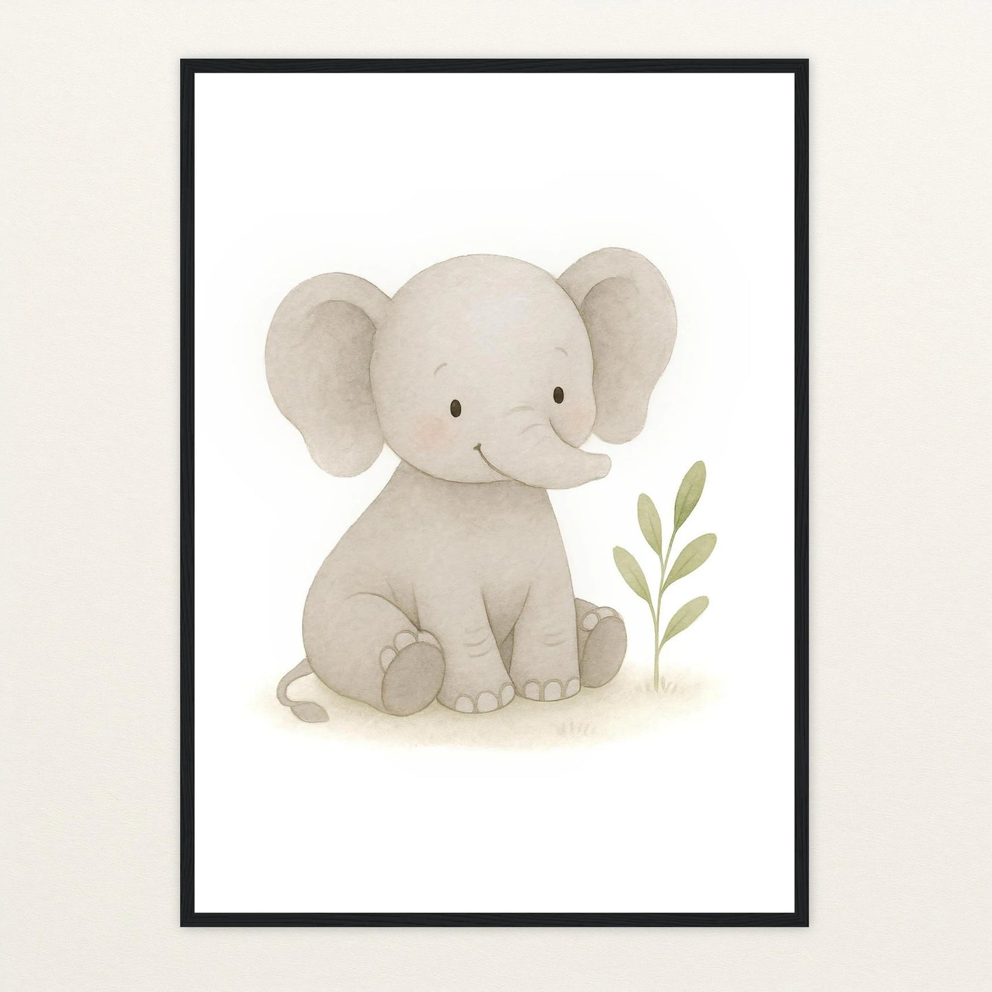Emil der Elefant Poster mit Holzrahmen von tinylearner