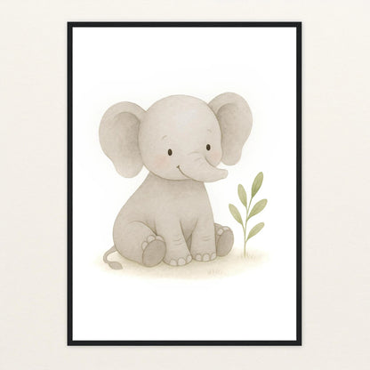 Emil der Elefant Poster mit Holzrahmen von tinylearner