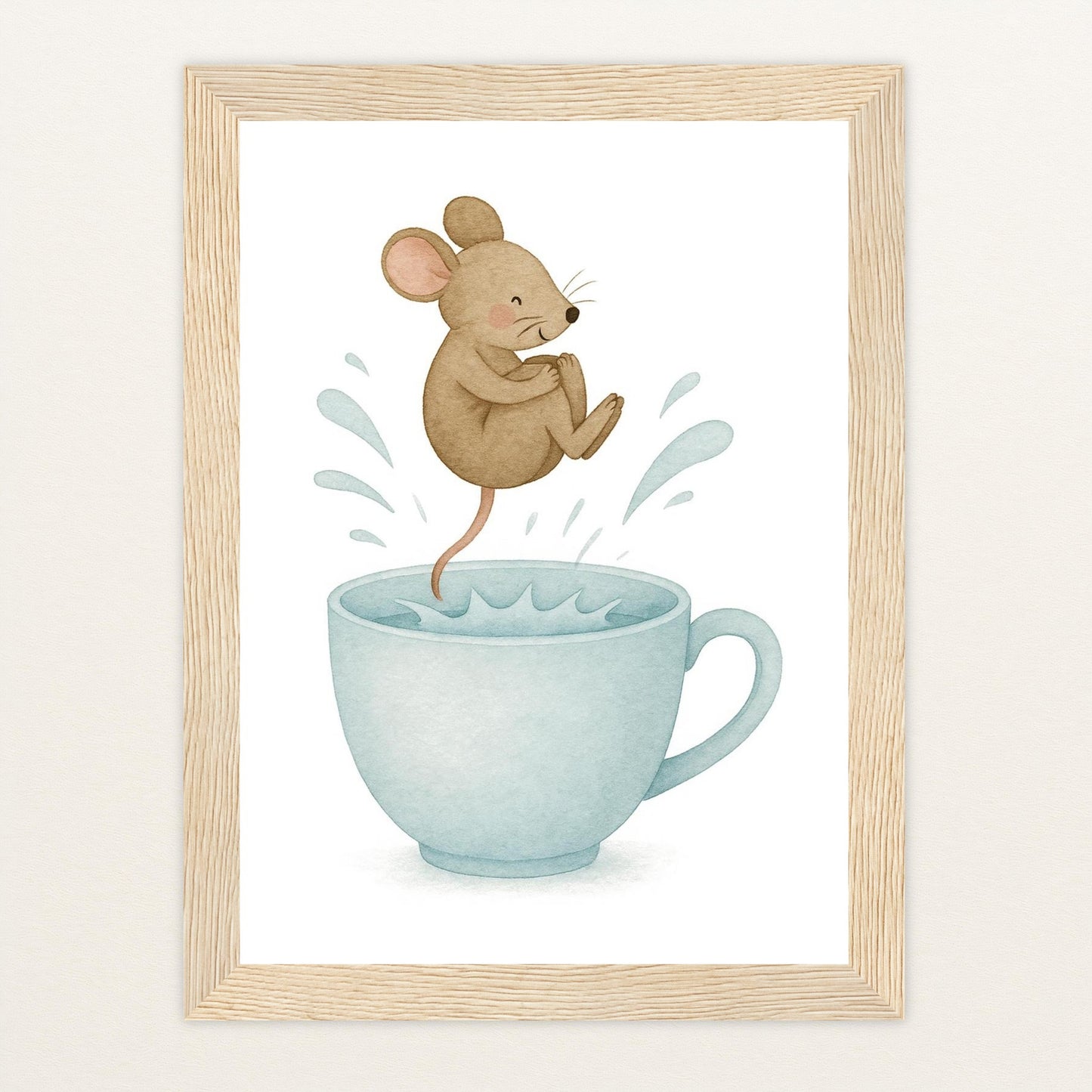 Mimi die Maus - Motiv: "Pool" Poster mit Holzrahmen von tinylearner